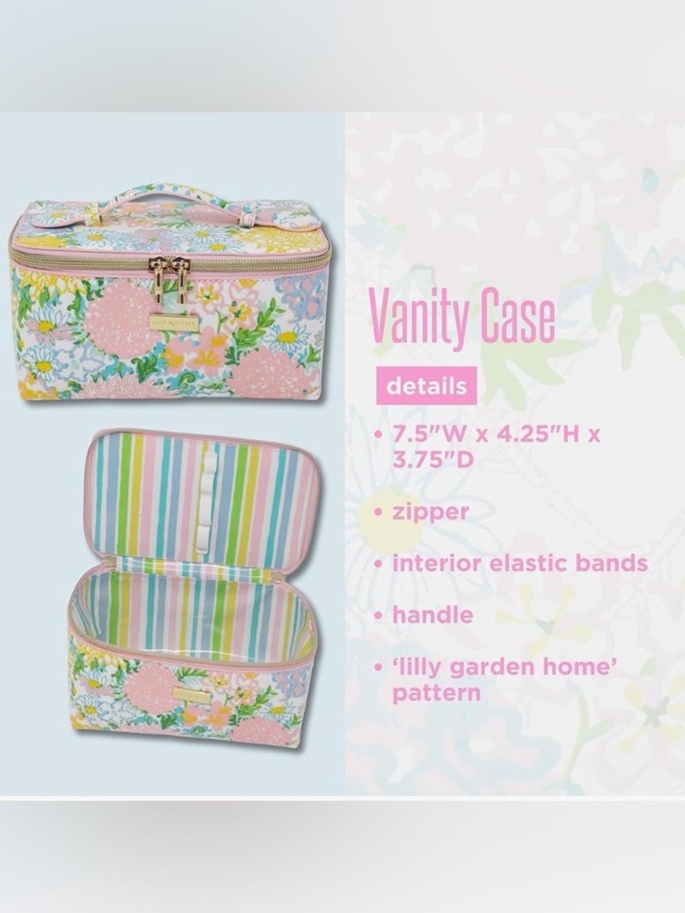 LILLY PULITZER garden home vanity case makeup bag NEW travel - Picture 3 of 3